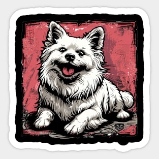 Retro Art American Eskimo Dog Lover Sticker
